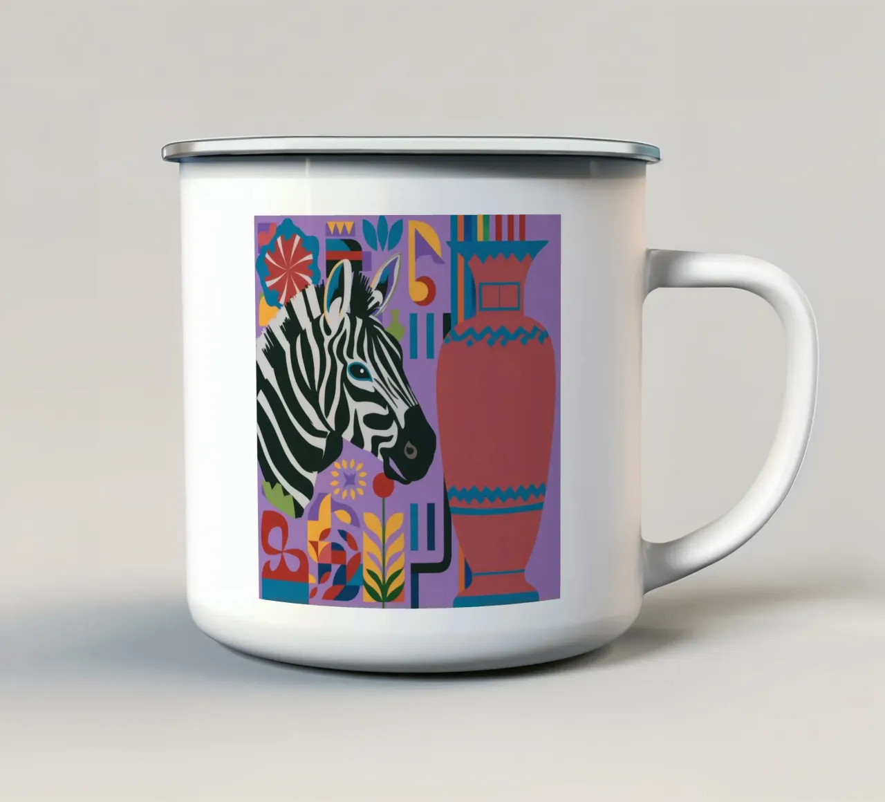 Natura morta di zebra a righe tazza in smalto da Arcane Lines