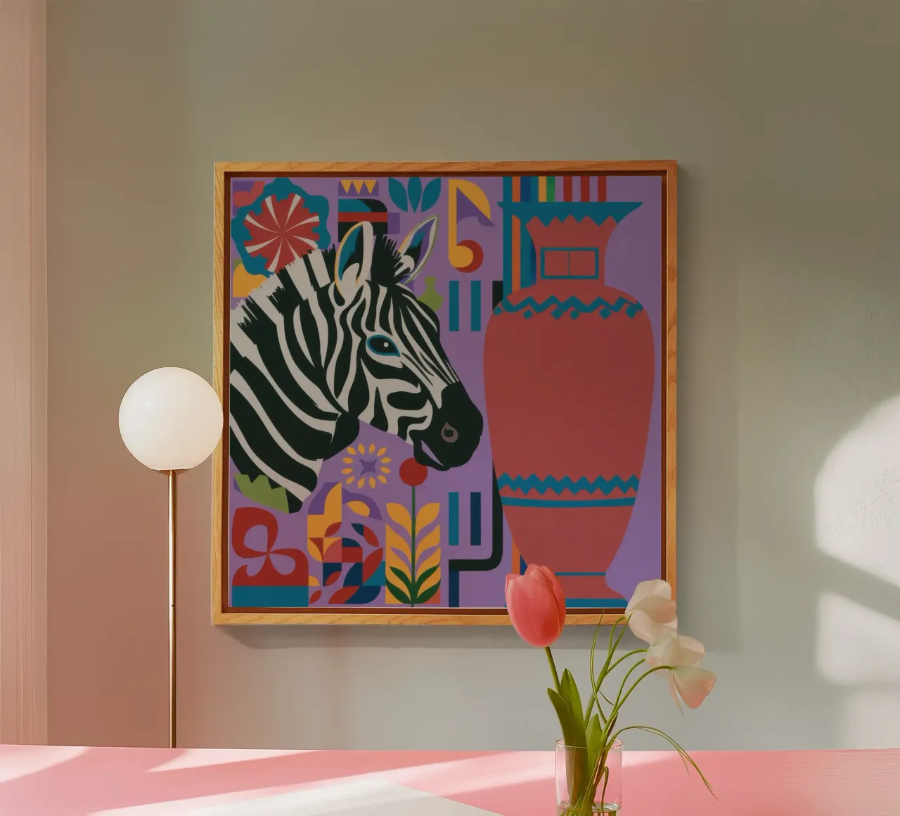 Natura morta di zebra a righe plexiglass da Arcane Lines