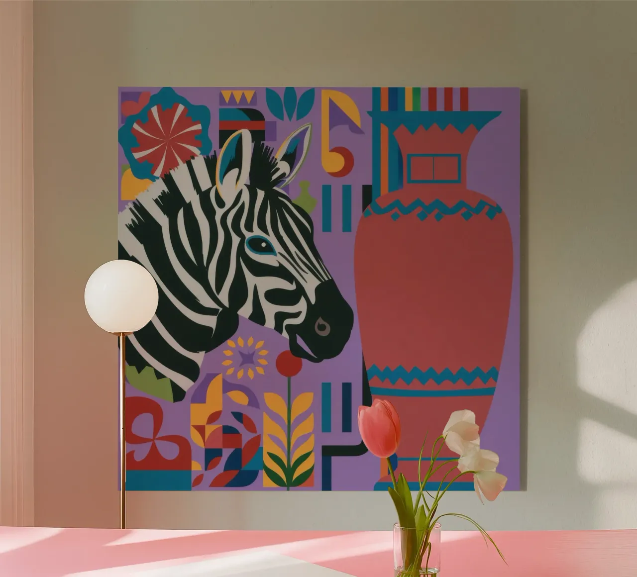 Natura morta di zebra a righe plexiglass da Arcane Lines