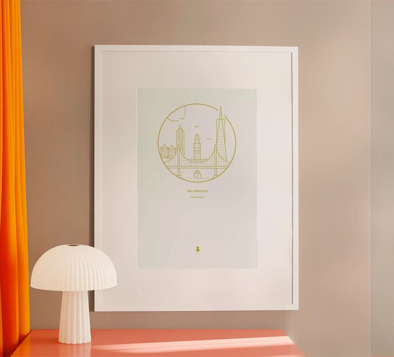 San Francisco poster with wooden frame by Dean Smith