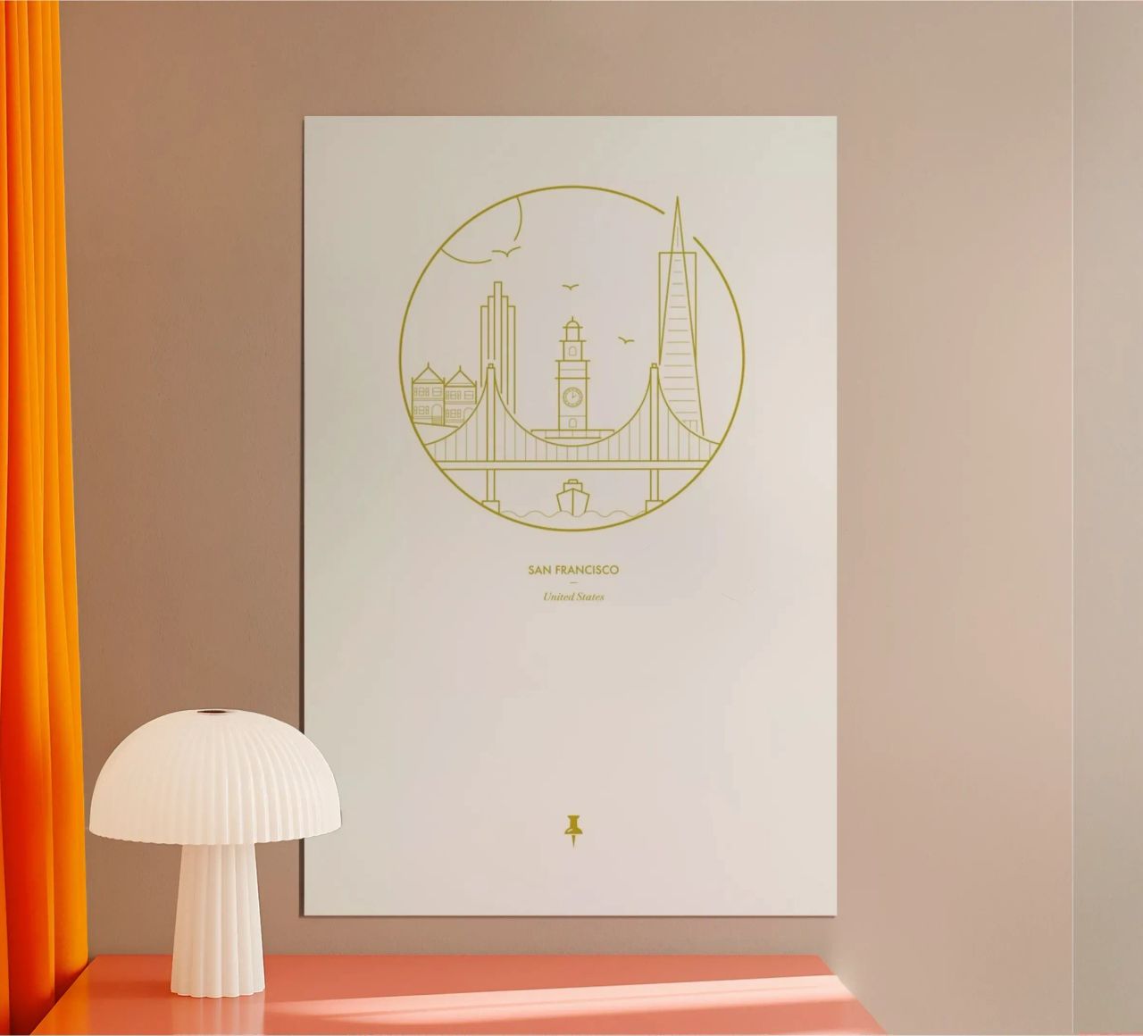 San Francisco poster with wooden frame by Dean Smith