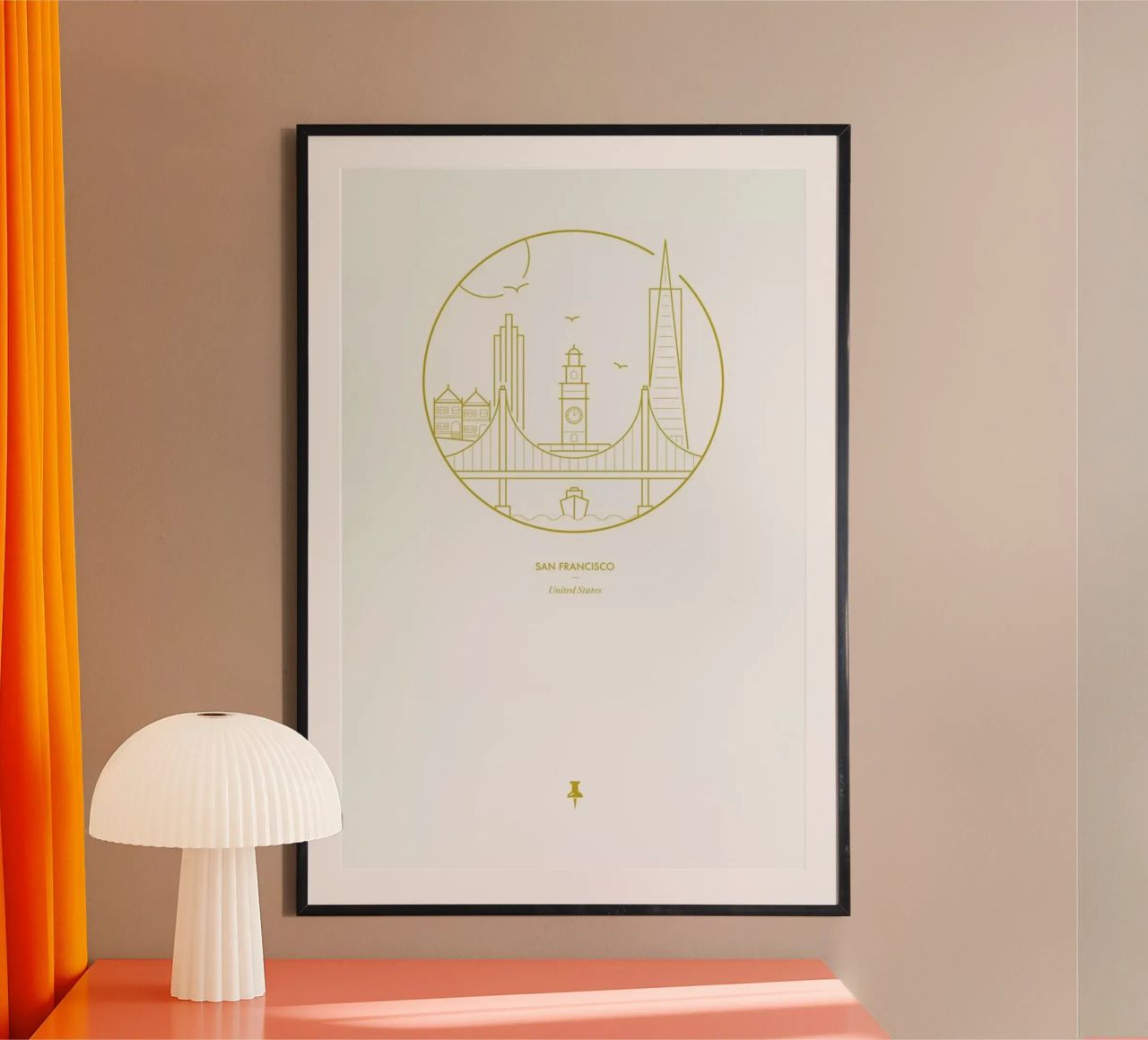 San Francisco poster with wooden frame by Dean Smith