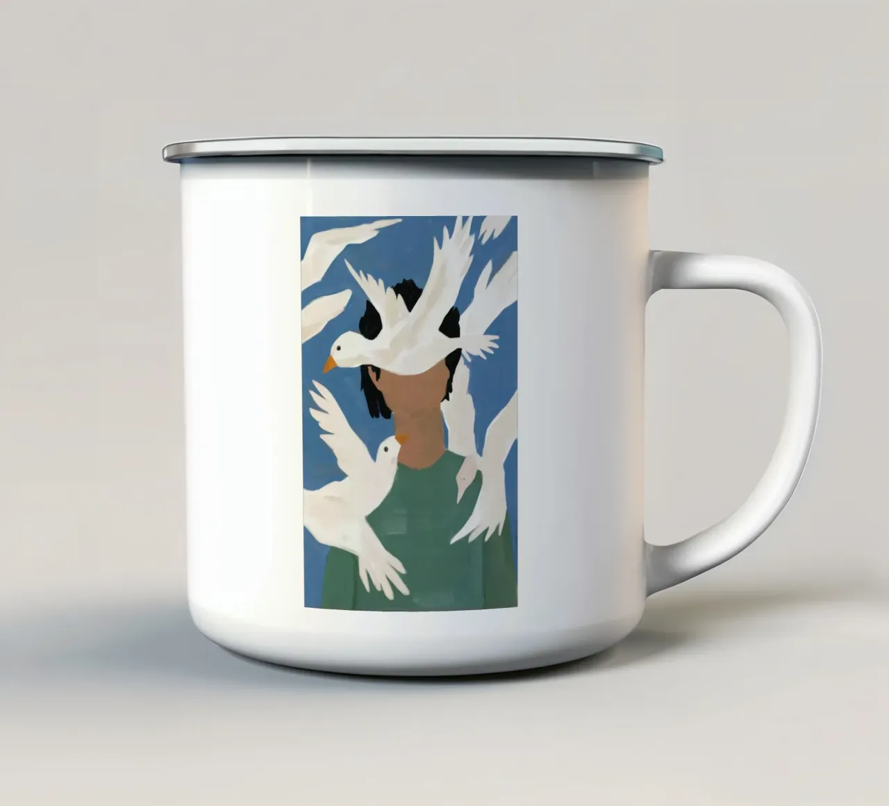 Colombe di pace tazza in smalto da Marigold Tiga