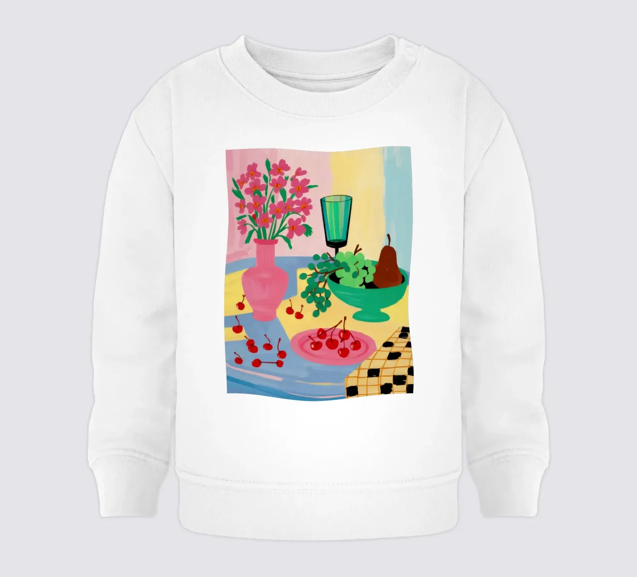 Pink Table Pear baby sweatshirt by Sentinel Glow