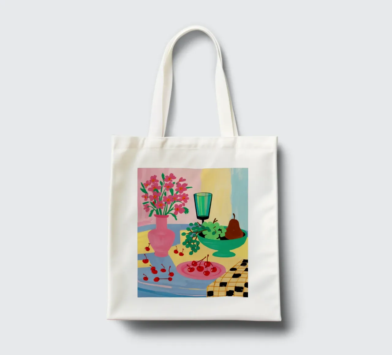 Pink Table Pear tote bag by Sentinel Glow