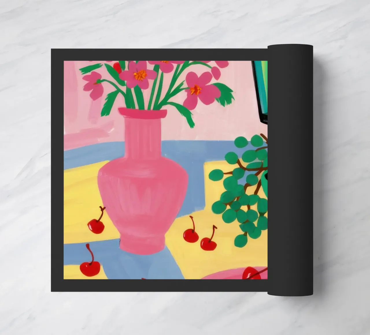 Pink Table Pear doormat by Sentinel Glow