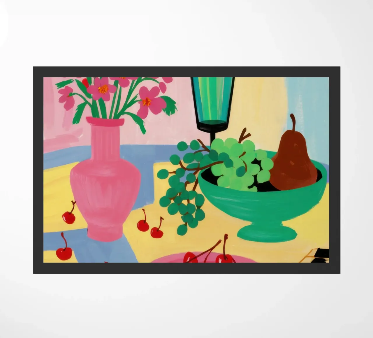 Pink Table Pear doormat by Sentinel Glow