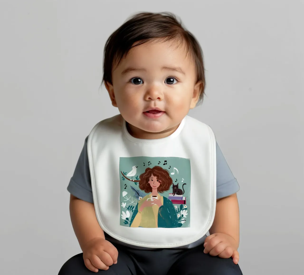 Coffee and Music baby bib by Marigold Tiga