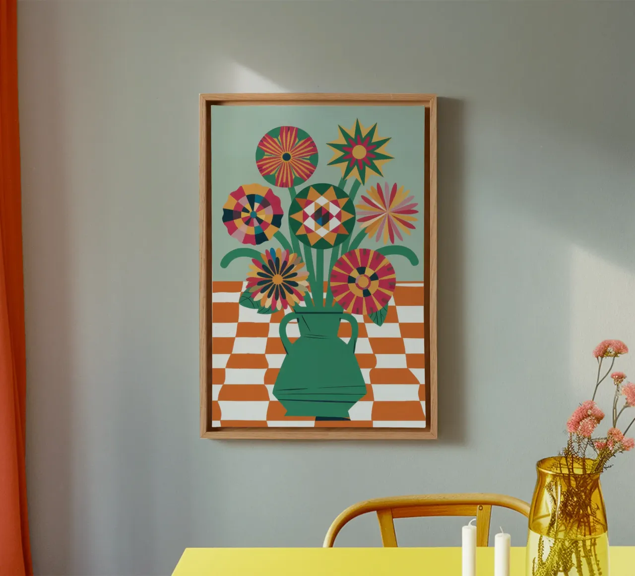 Bouquet di pavimento a scacchi tela con Cornice a cassetta da Arcane Lines