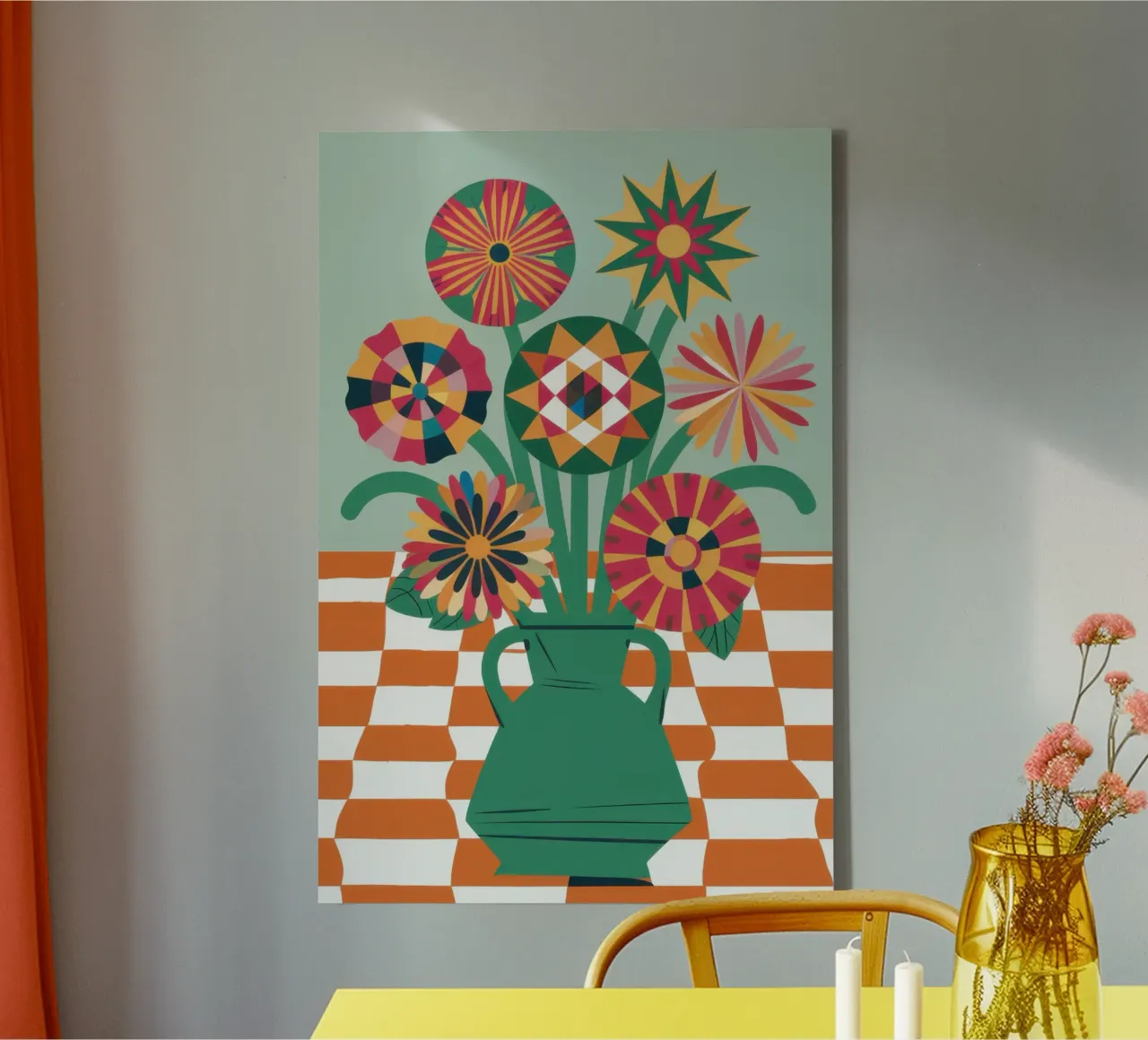 Bouquet di pavimento a scacchi tela con Cornice a cassetta da Arcane Lines