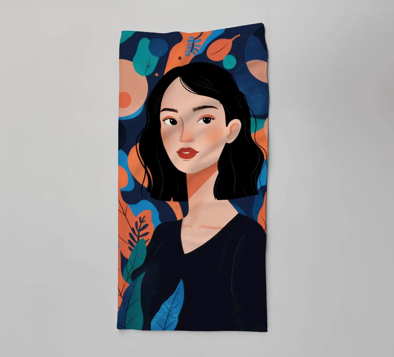 Blaue Blattpose Handtuch von Sentinel Glow