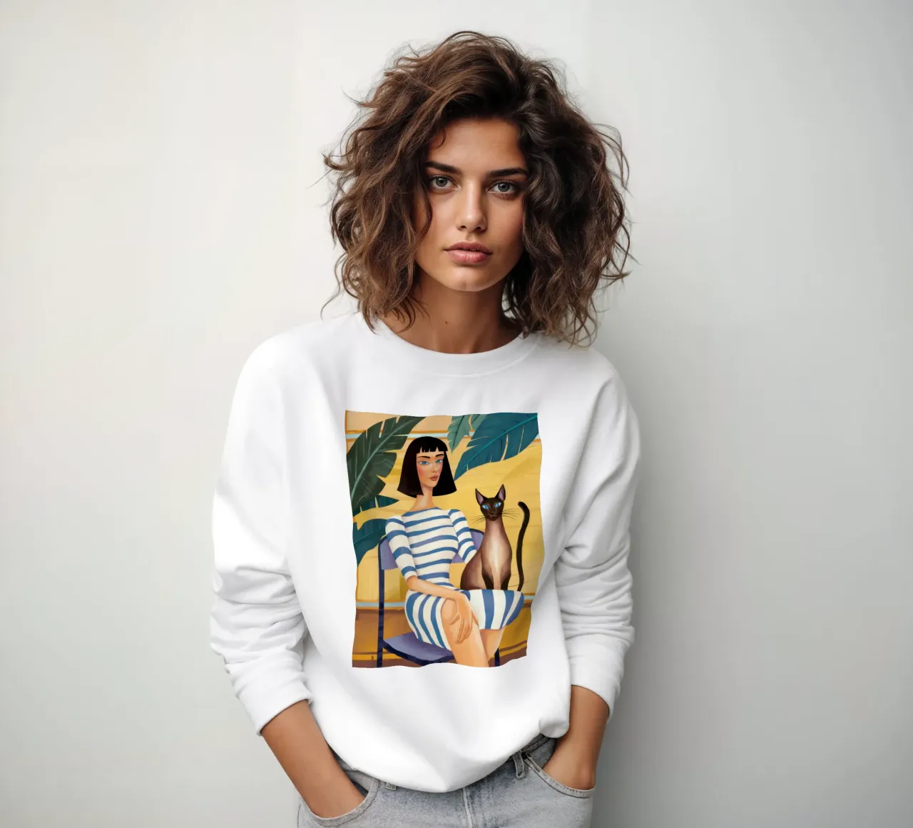 Gatto con camicia a righe felpa da Marigold Tiga