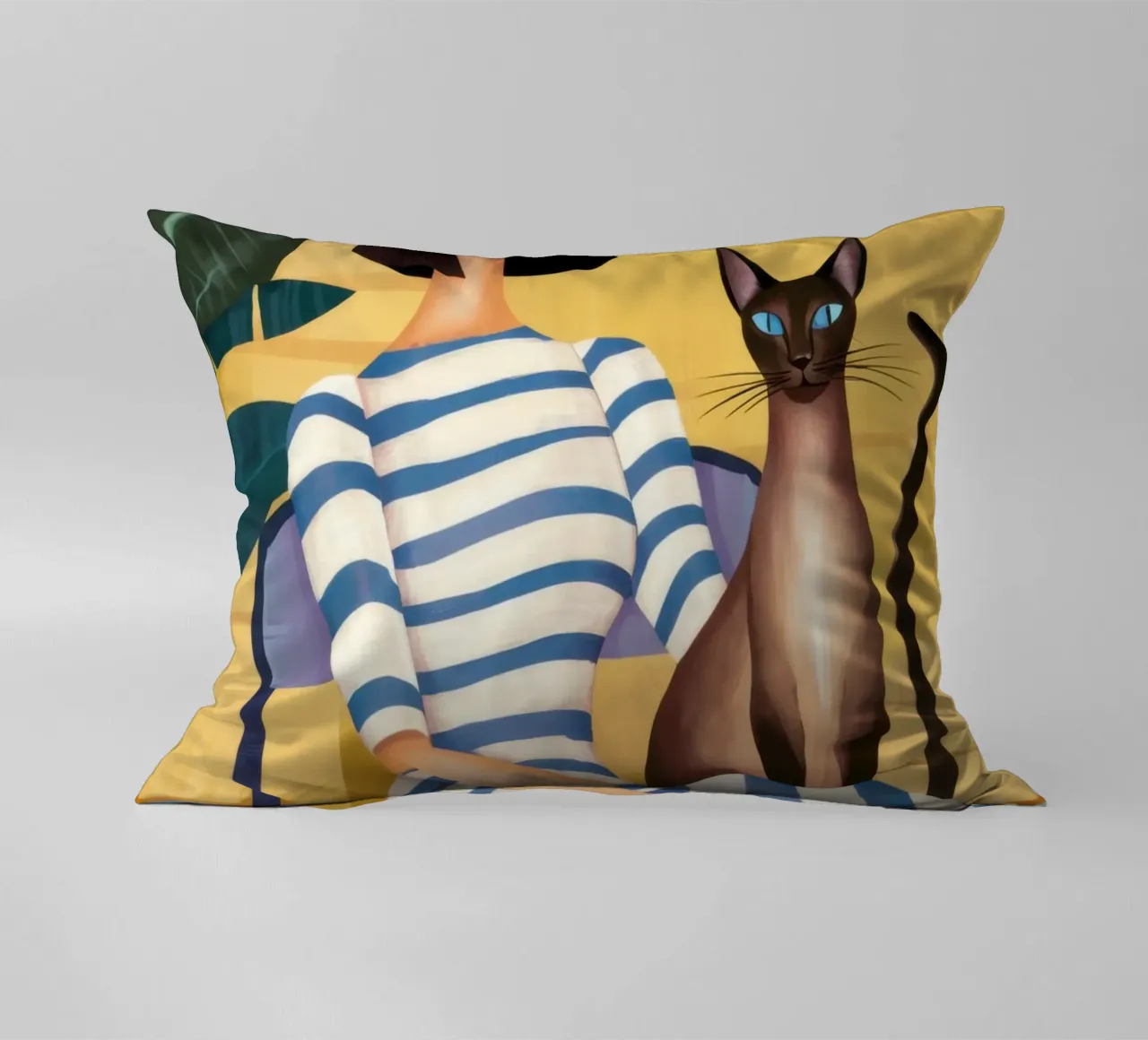 Gatto con camicia a righe cuscino da Marigold Tiga