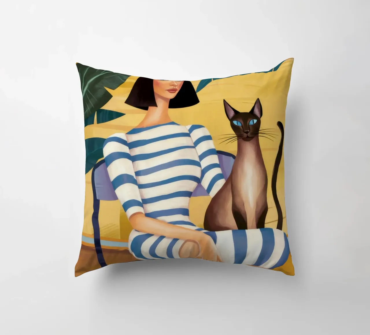 Gatto con camicia a righe cuscino da Marigold Tiga