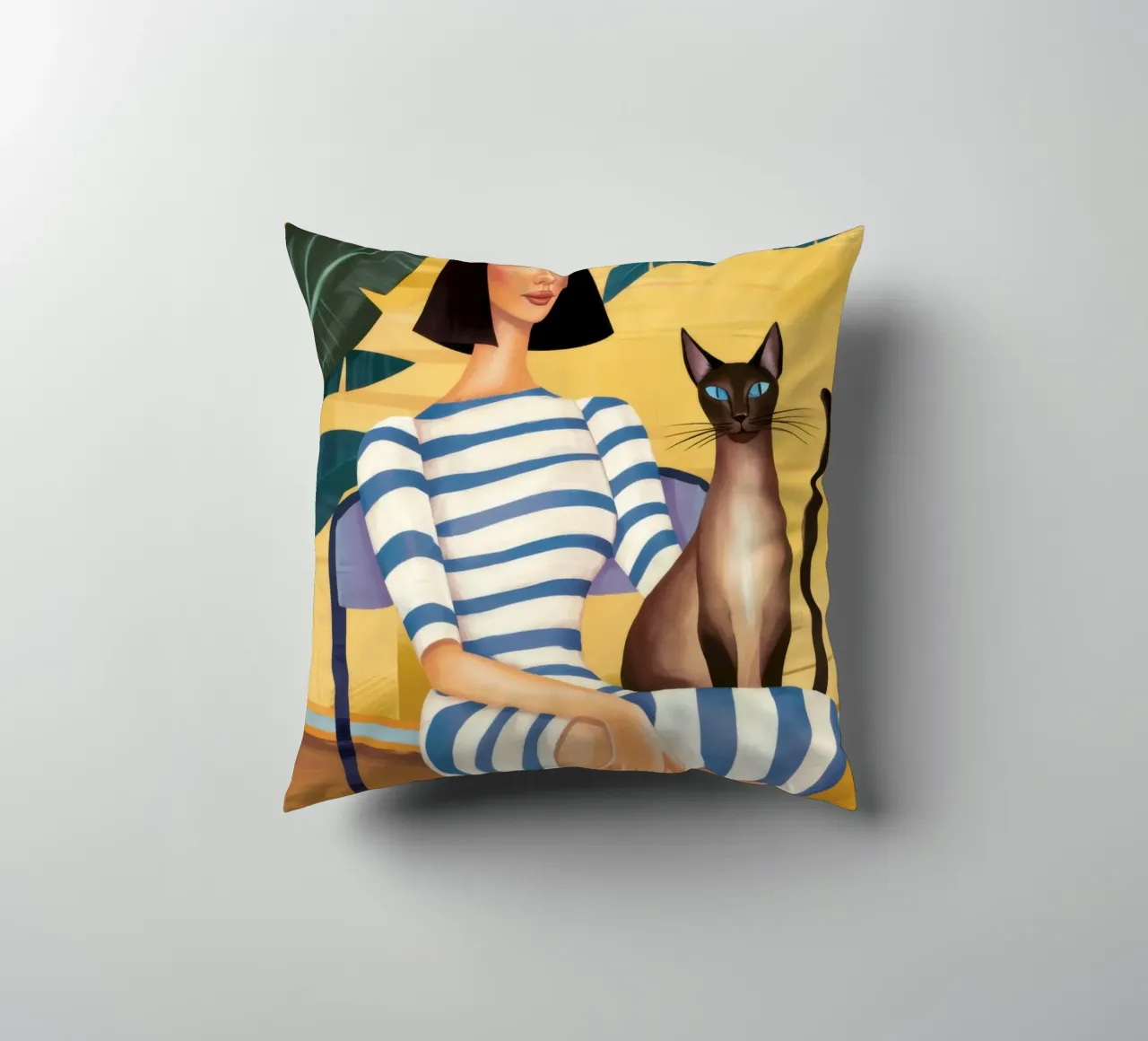Gatto con camicia a righe cuscino da Marigold Tiga