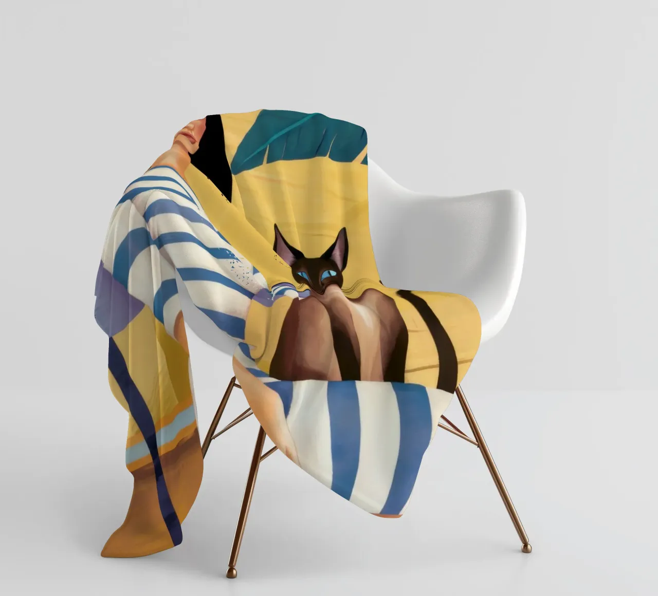 Gatto con camicia a righe coperta in pile da Marigold Tiga