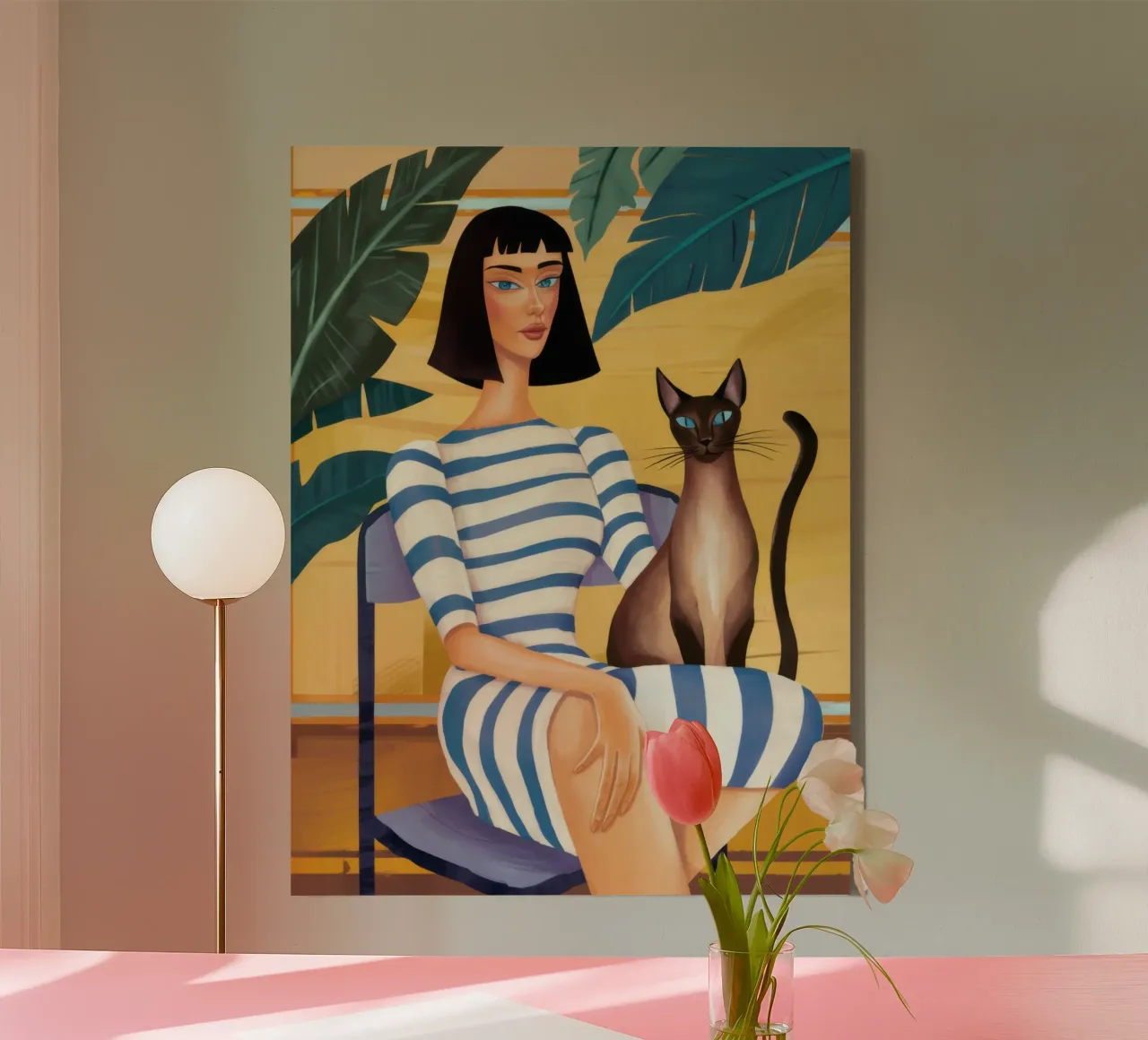 Gatto con camicia a righe tela da Marigold Tiga