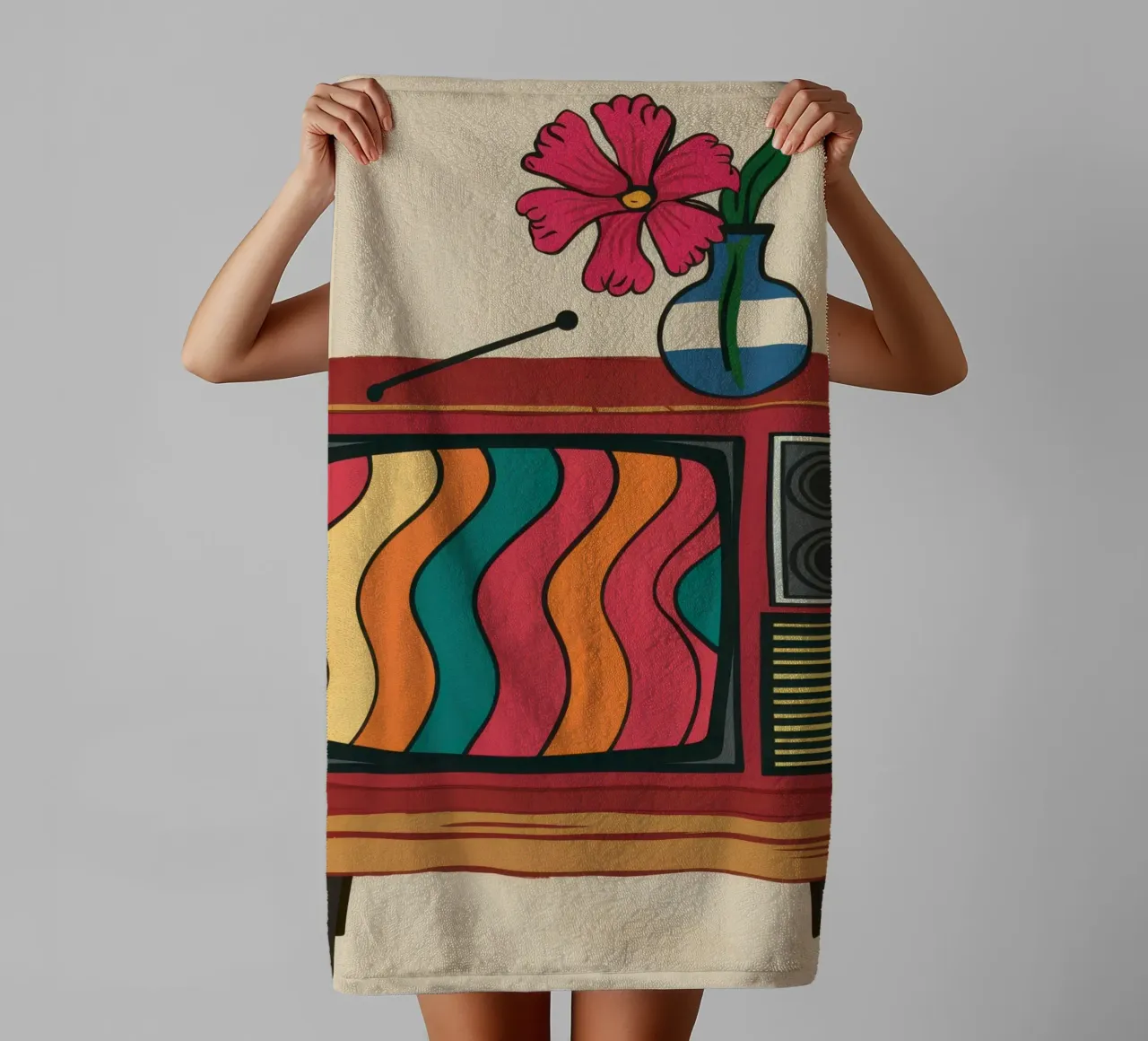 Retro Bloom Broadcast towel by Arcane Lines