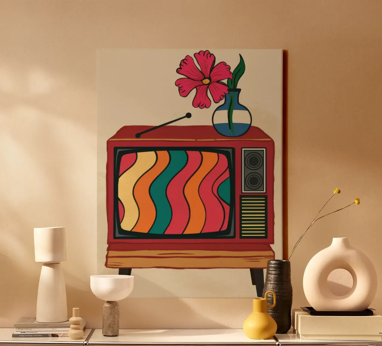 Retro Bloom Broadcast canvas by Arcane Lines