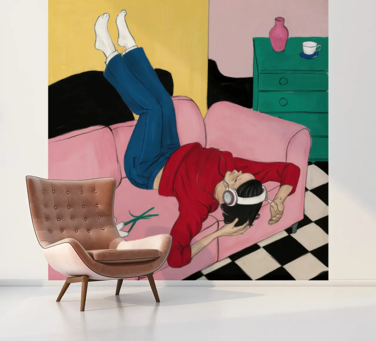 Sofa ondersteboven fotobehang van Pale Aura