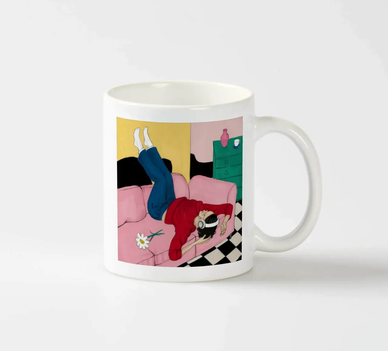 Upside Down Sofa ceramic mug by Pale Aura