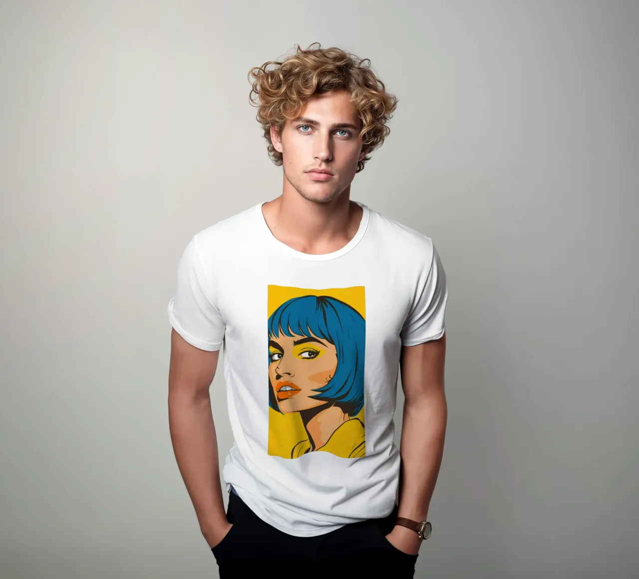 Capelli blu Pop Art t-shirt da Sentinel Glow