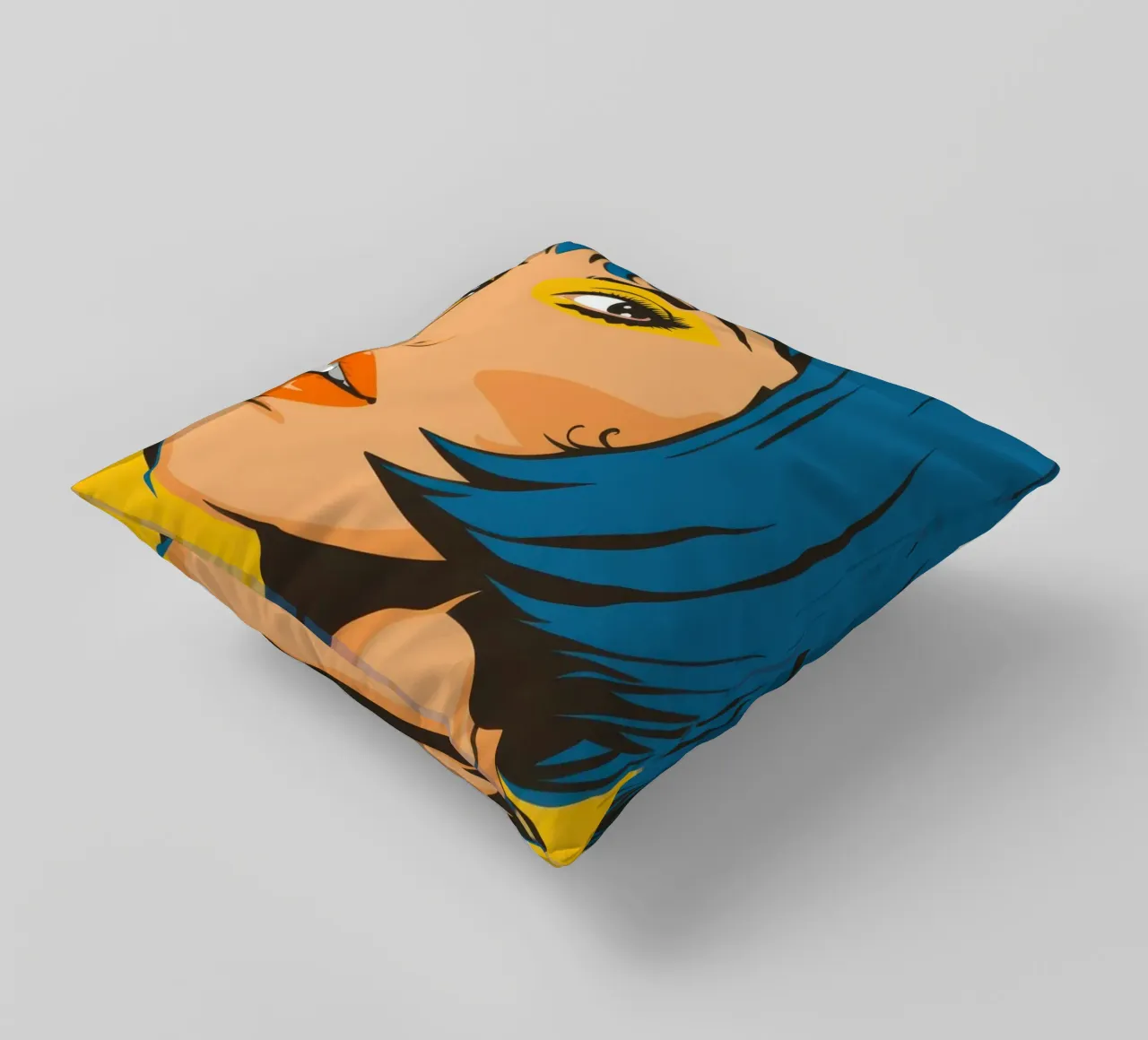 Capelli blu Pop Art cuscino da Sentinel Glow