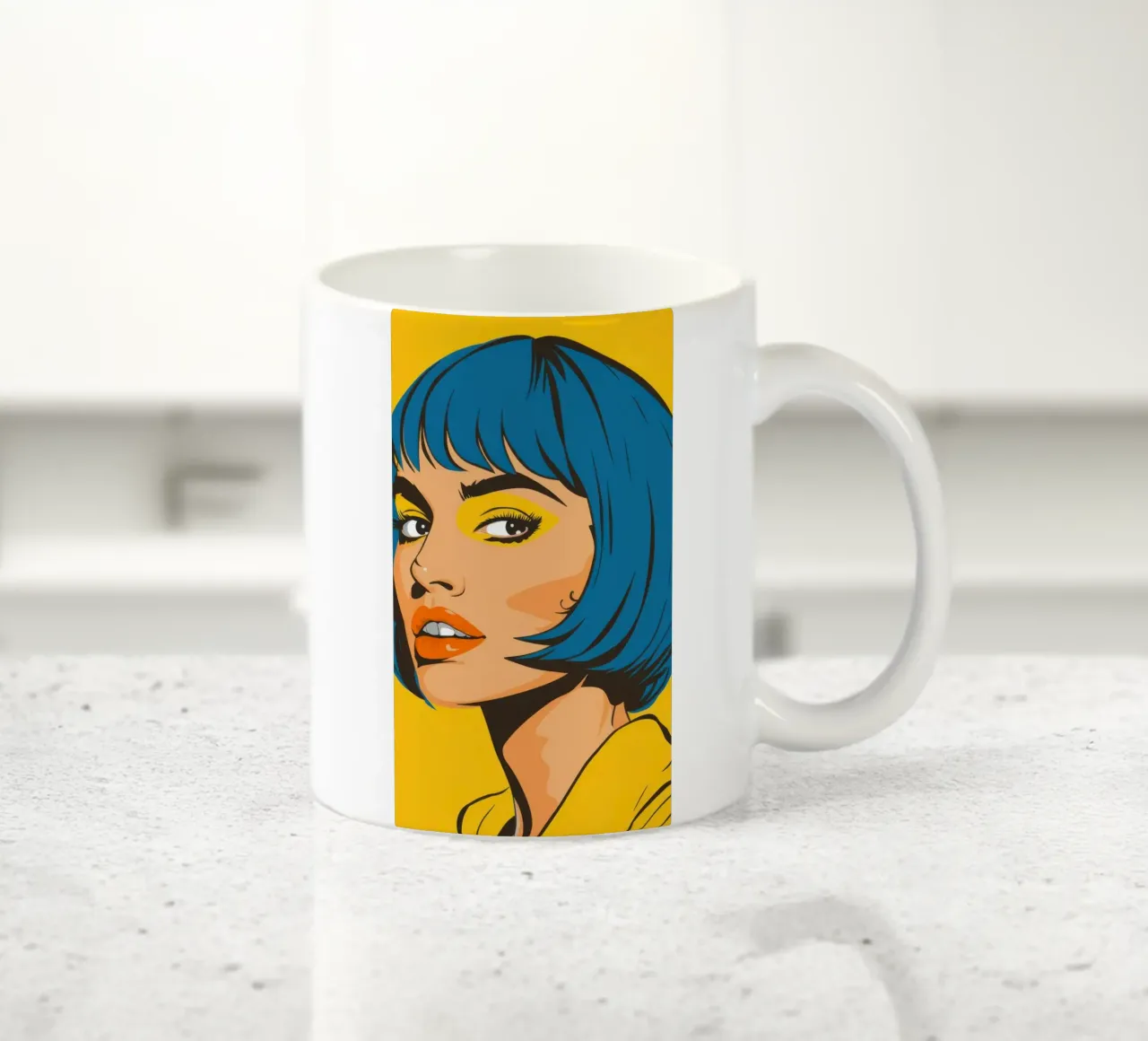 Capelli blu Pop Art tazza in ceramica da Sentinel Glow