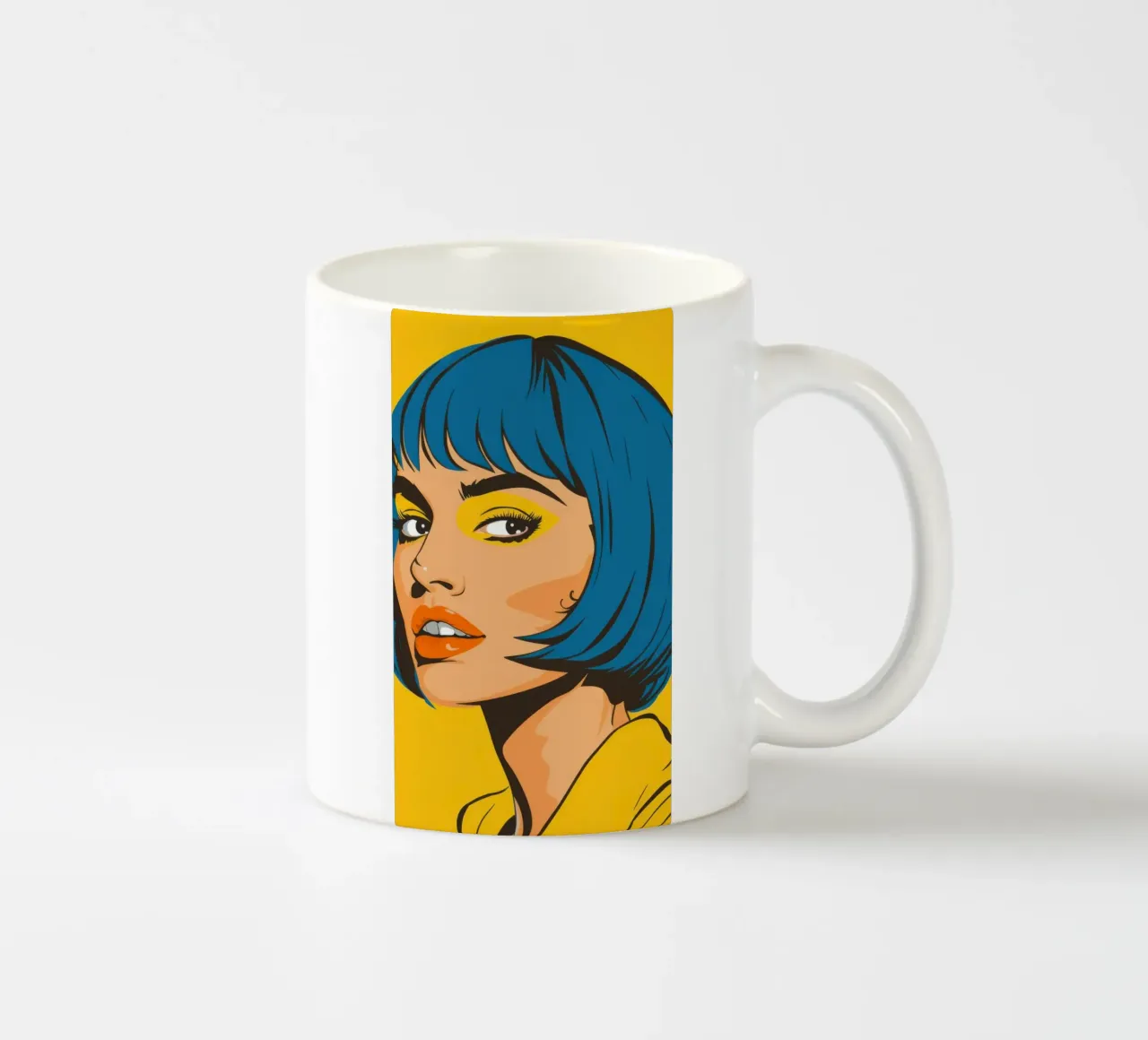 Capelli blu Pop Art tazza in ceramica da Sentinel Glow