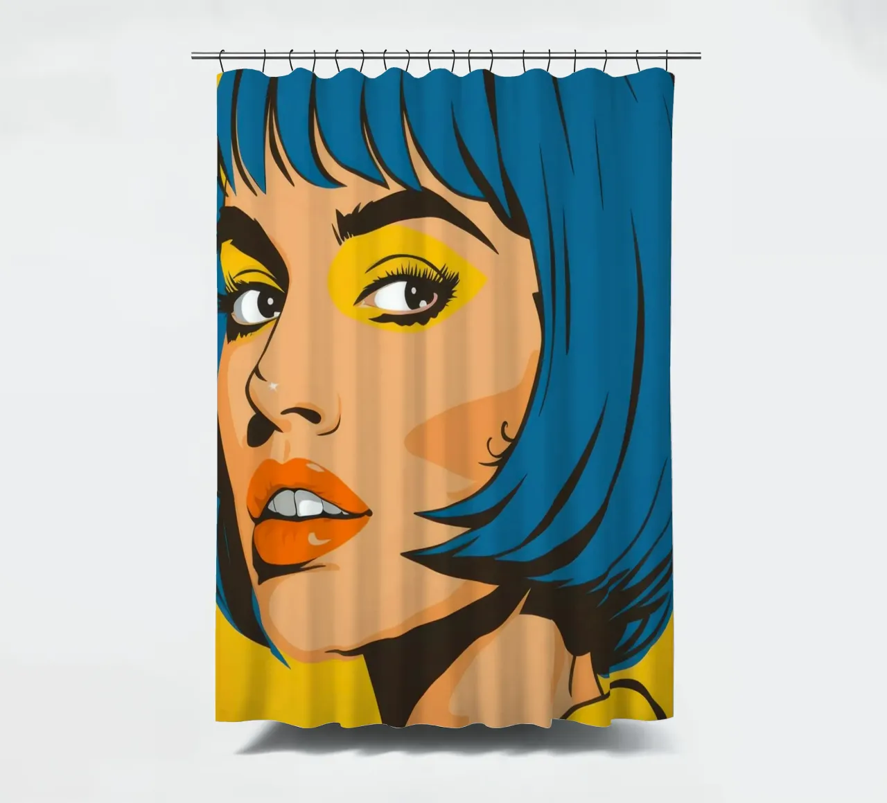 Pop Art Blue Hair Duschvorhang von Sentinel Glow