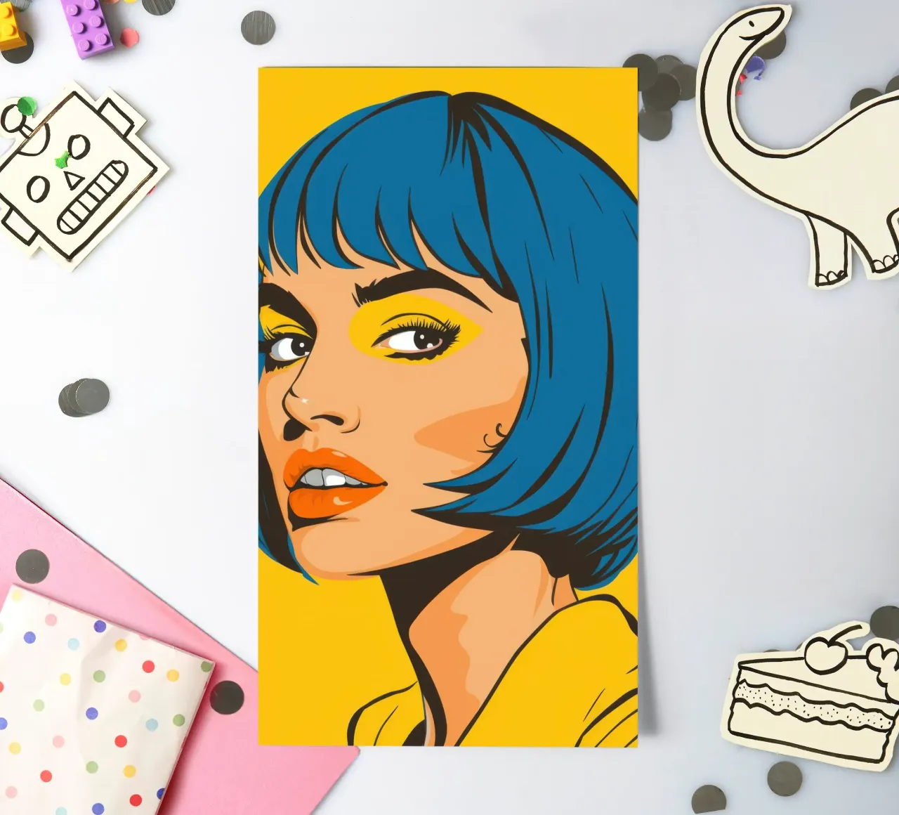 Pop Art Blue Hair sticker sheet by Sentinel Glow
