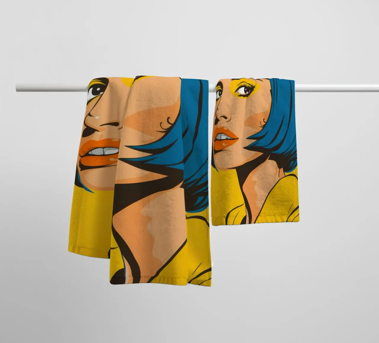 Capelli blu Pop Art asciugamano da bagno da Sentinel Glow