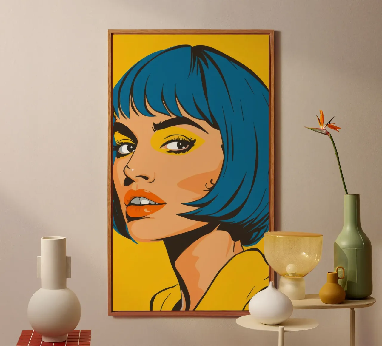 Pop Art Blue Hair alu-dibond by Sentinel Glow