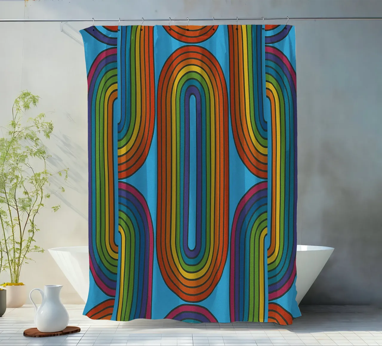 abstract chain line vector shower curtain by oneway