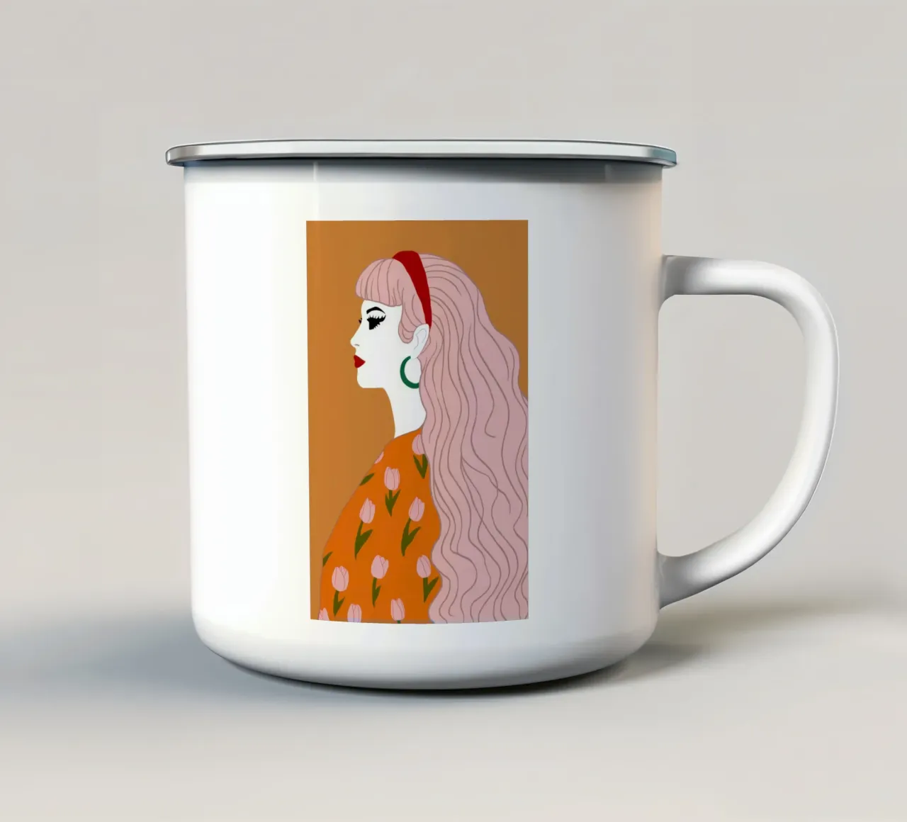 Capelli rosa a pois tazza in smalto da Sentinel Glow