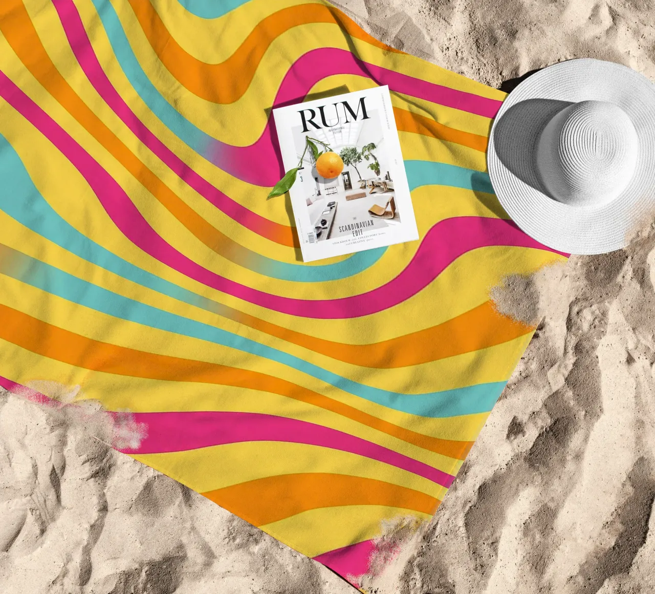 abstract contour line vector beach towel by oneway