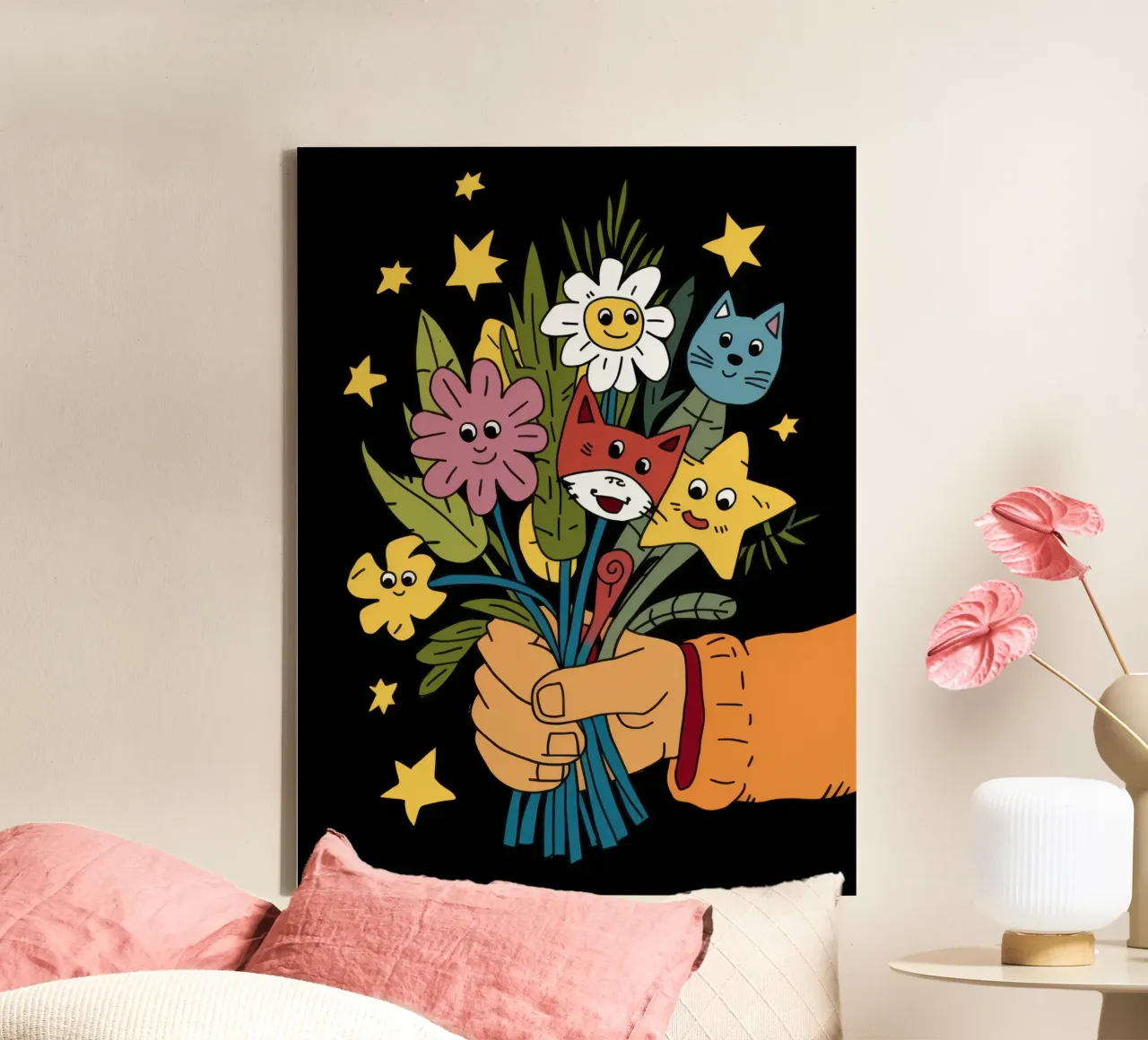 Bouquet di fiori felini tela da Arcane Lines