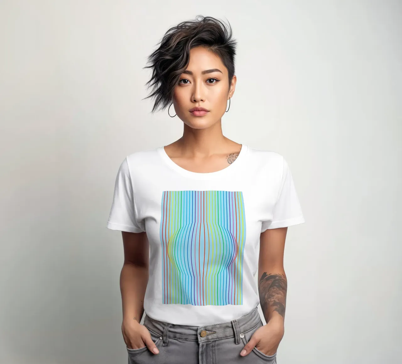 abstract convex line vector women's fitted t-shirt by oneway