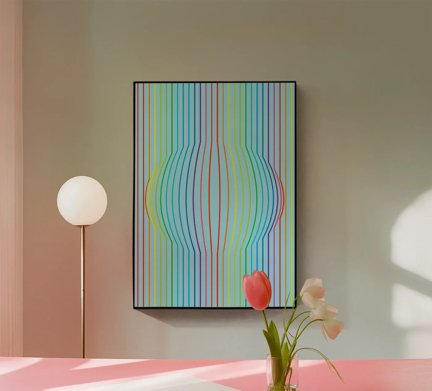 abstracte convexe lijnvector acryl van oneway