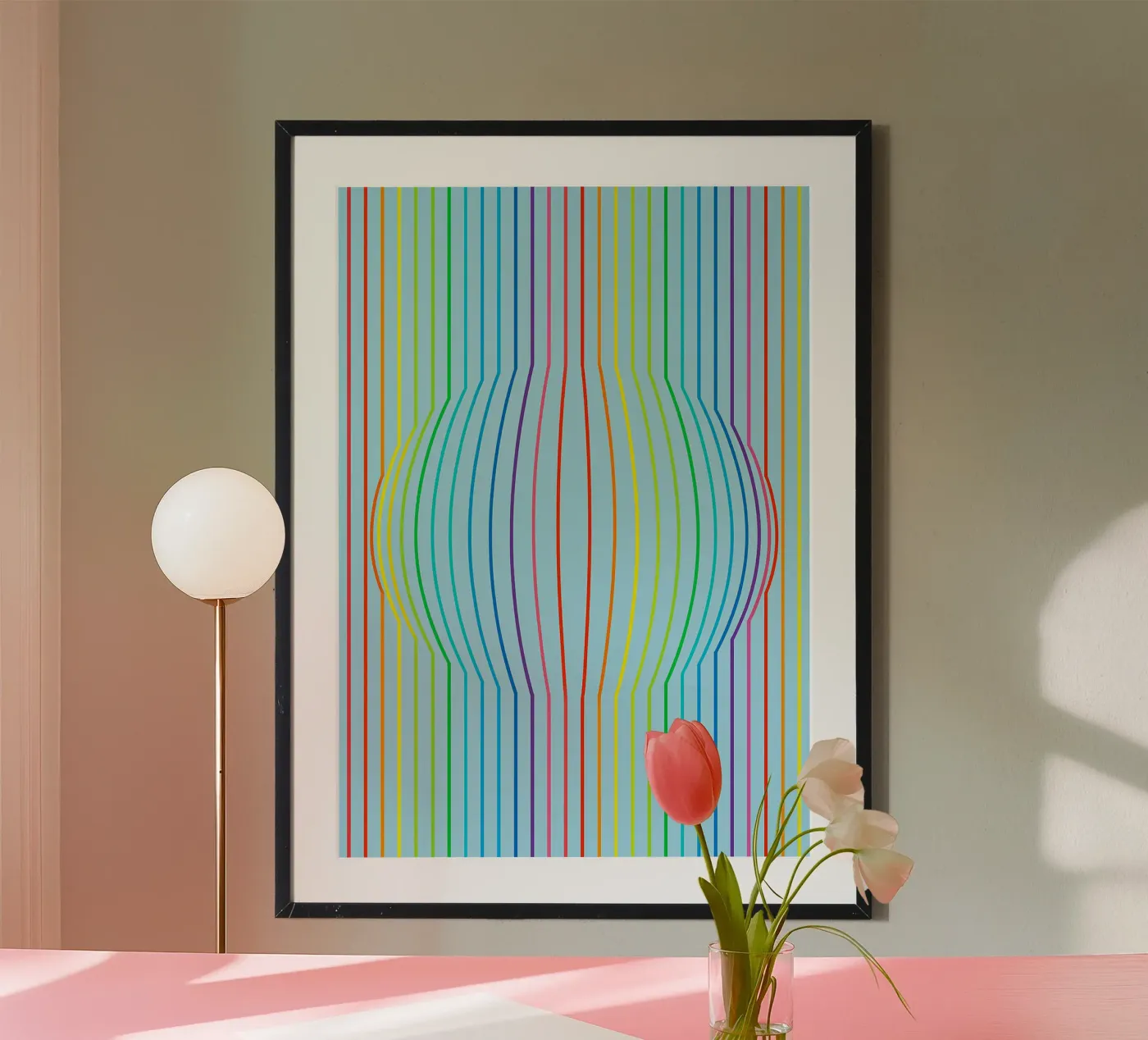 abstracte convexe lijnvector poster van oneway