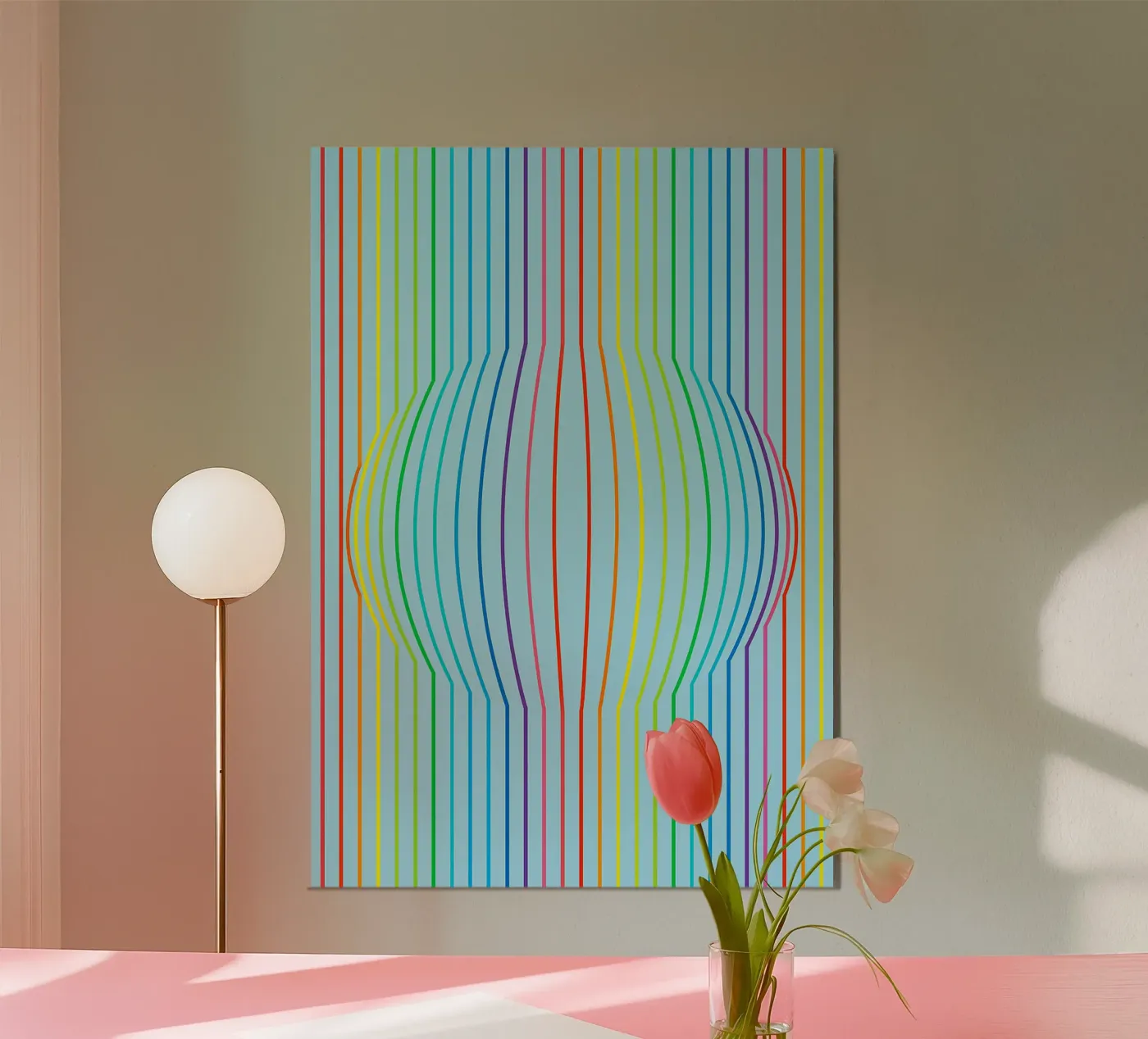 abstracte convexe lijnvector poster van oneway