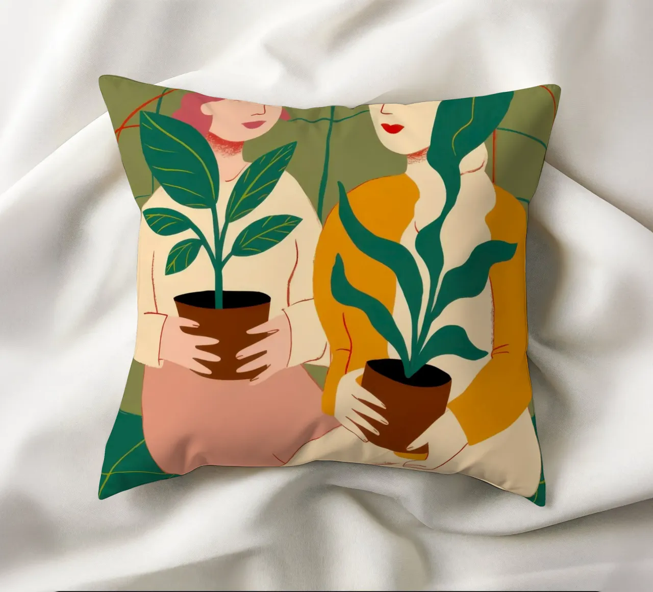 Plant Lady Embrace decorative cushion by Pale Aura