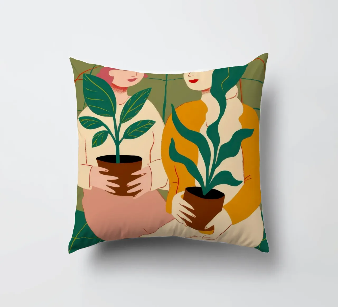 Plant Lady Embrace decorative cushion by Pale Aura