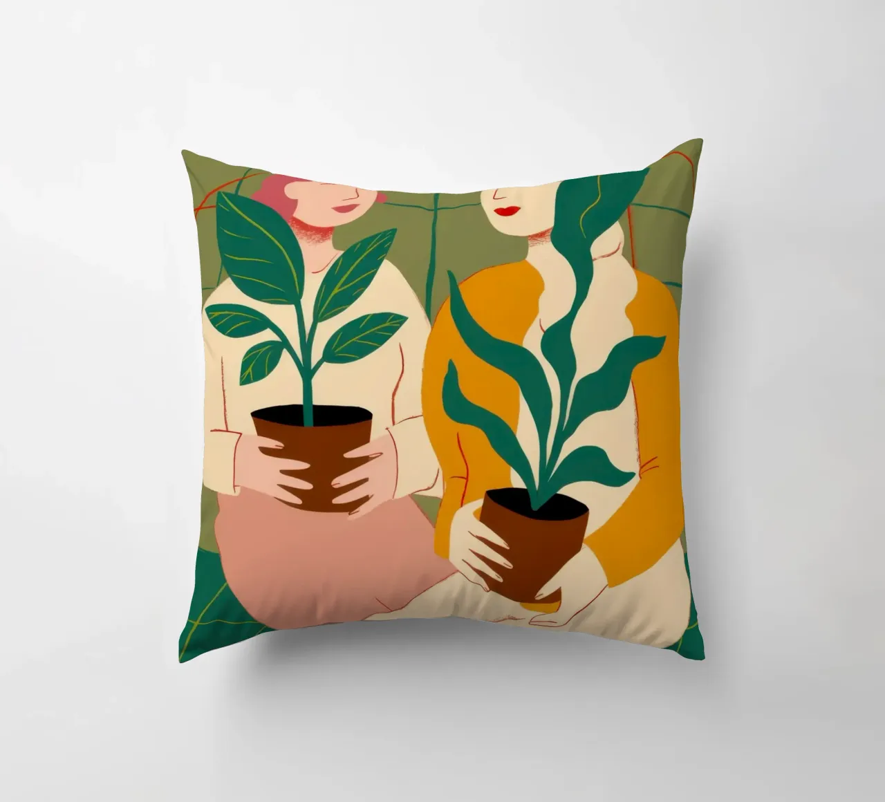 Plant Lady Embrace decorative cushion by Pale Aura