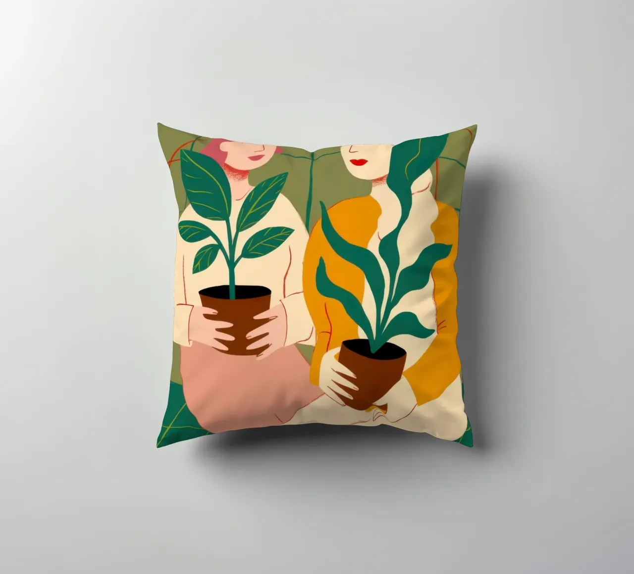 Plant Lady Embrace decorative cushion by Pale Aura