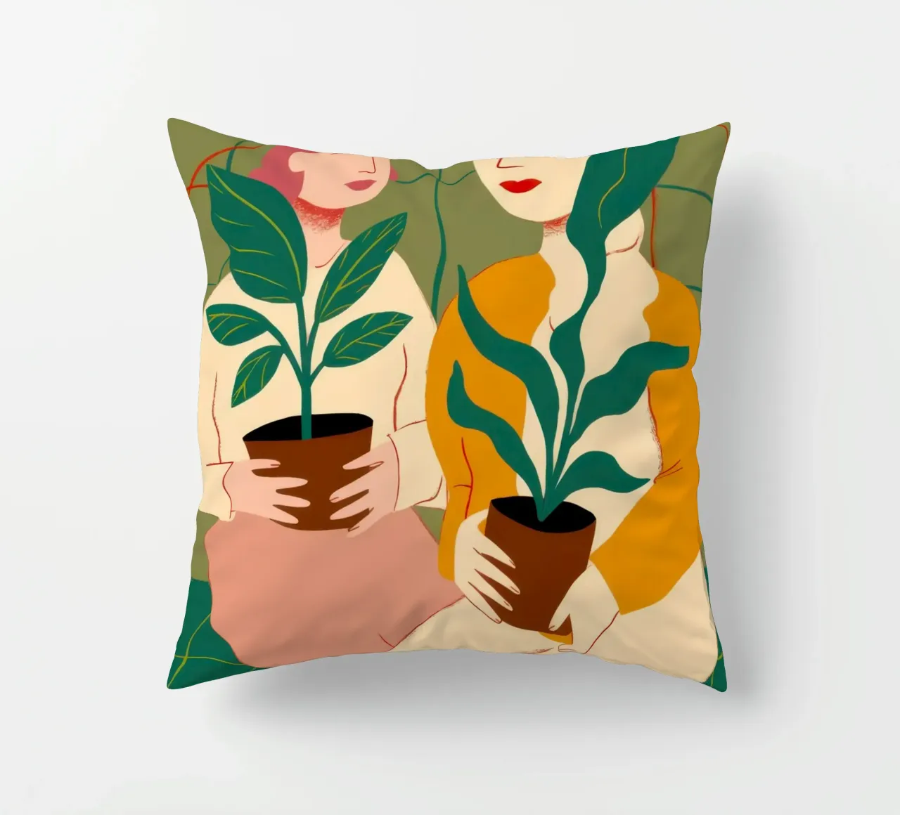 Plant Lady Embrace decorative cushion by Pale Aura