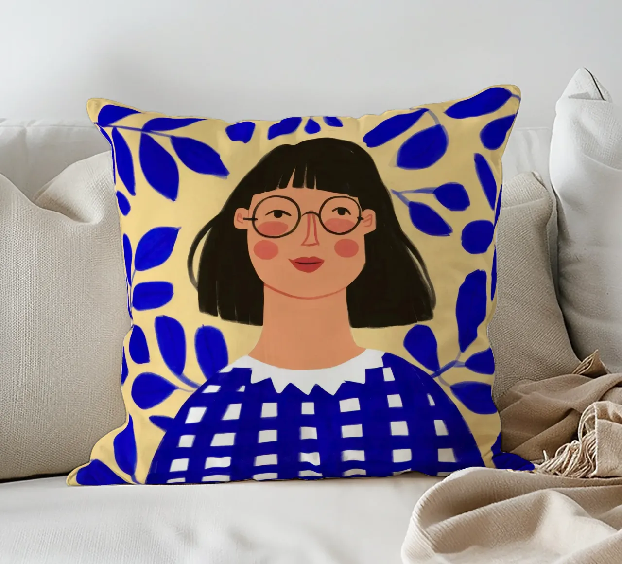 Gingham Blue Stillness cuscino da Sentinel Glow