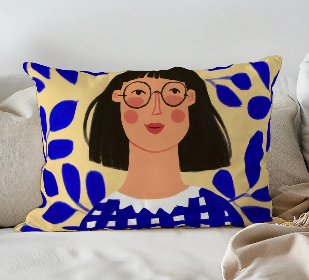 Gingham Blue Stillness cuscino da Sentinel Glow