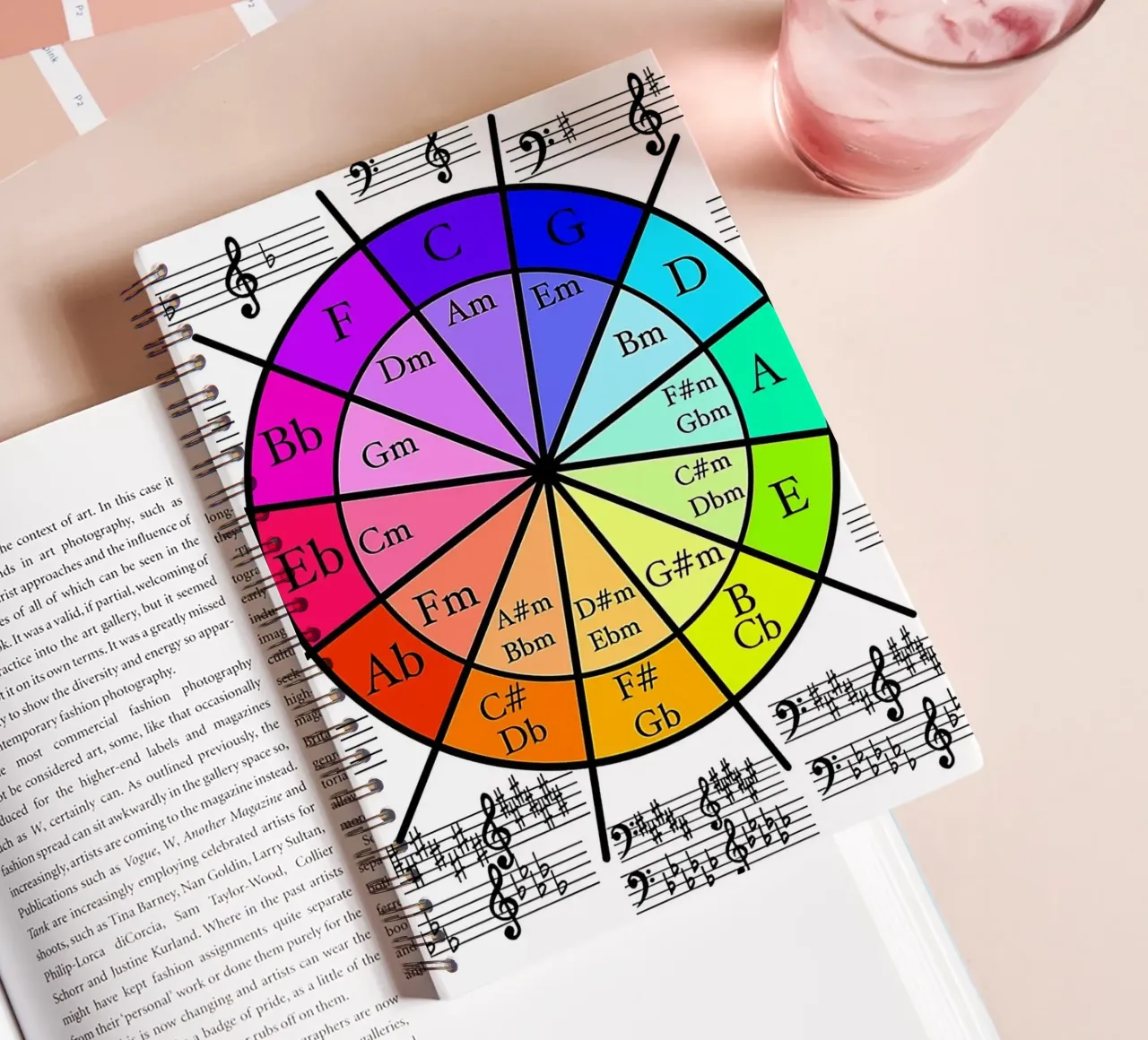 Circle of Fifths, Circle of Fourths spiral notebook by musicaltools