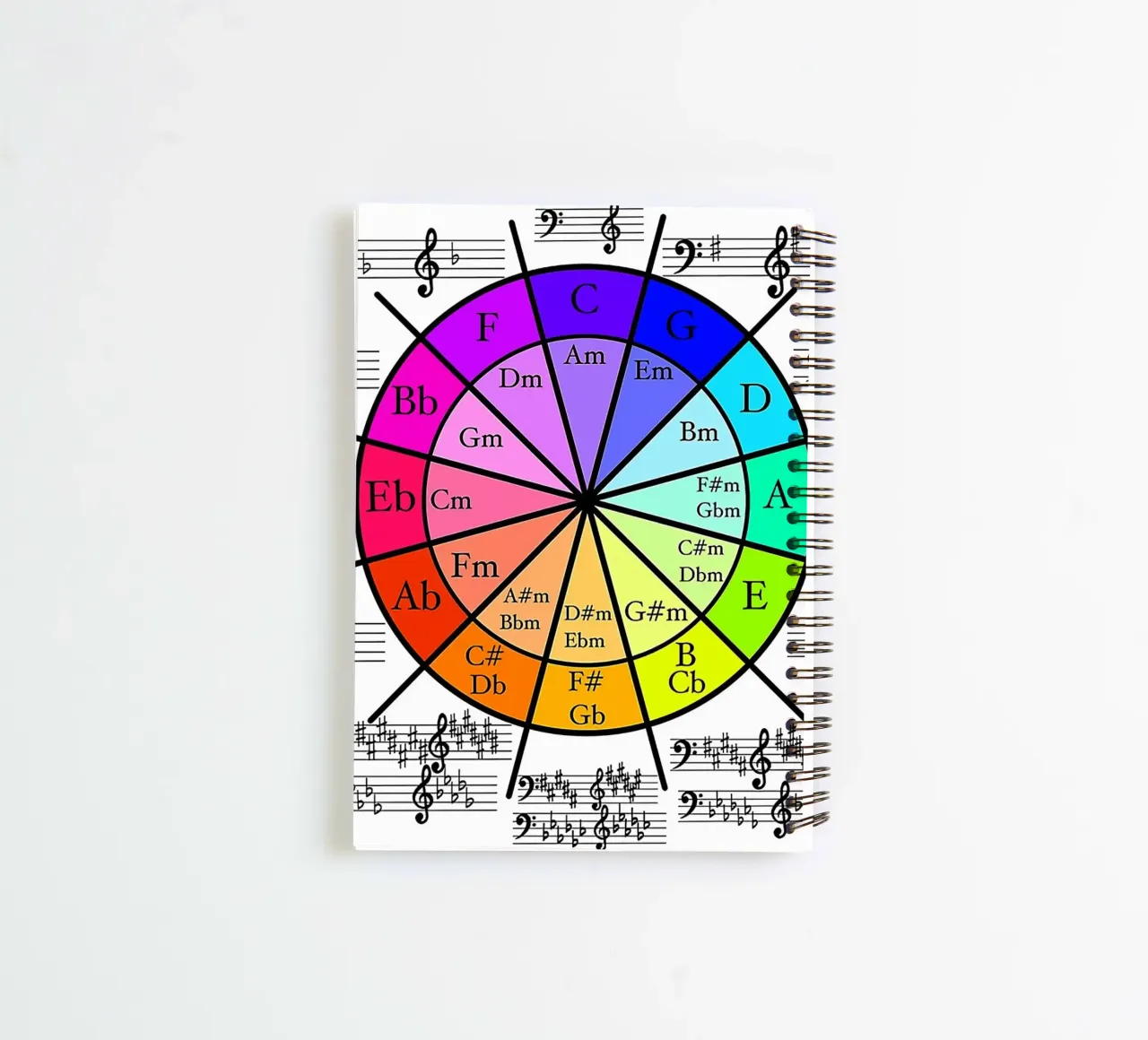 Circle of Fifths, Circle of Fourths spiral notebook by musicaltools